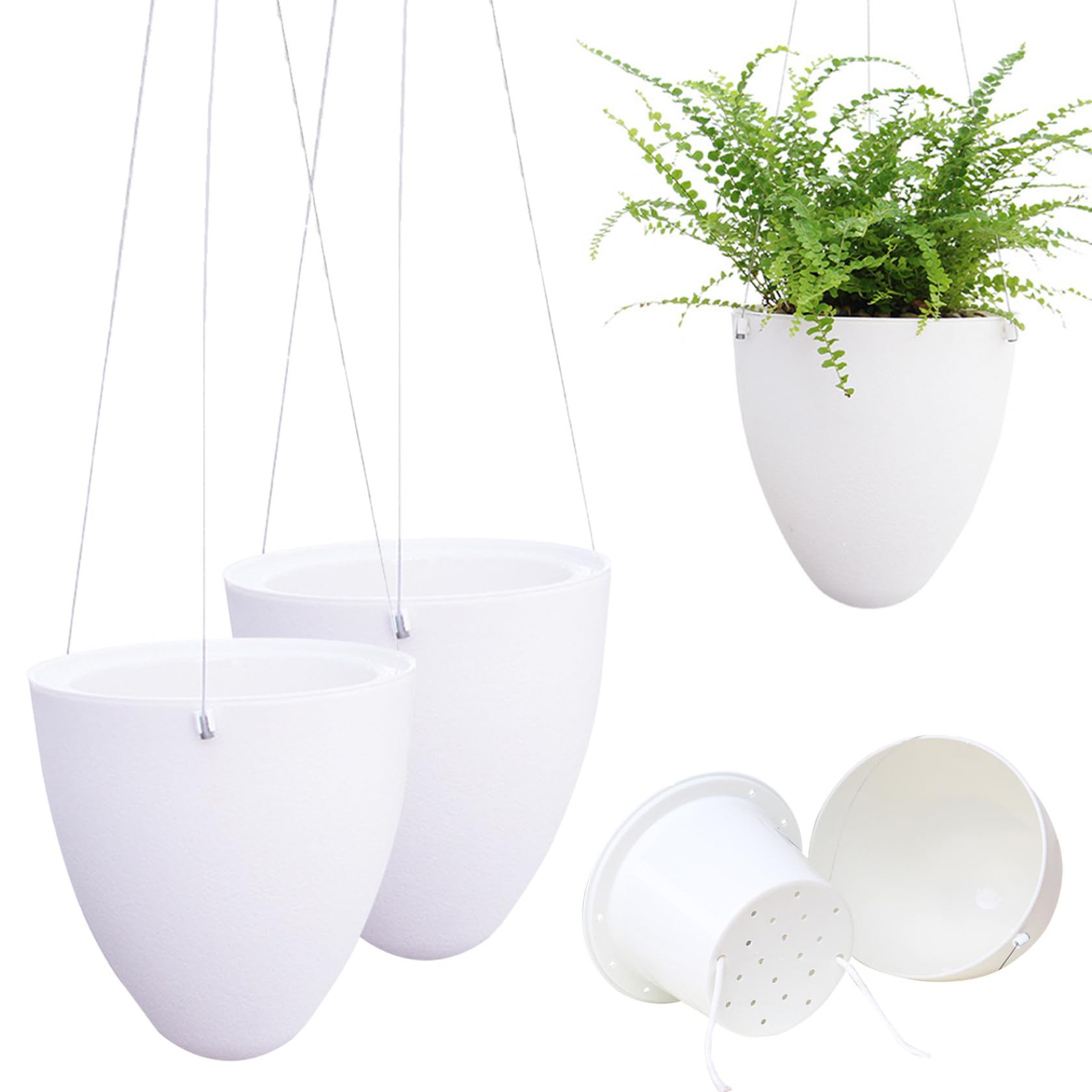 Yeaxxsqy Hanging Plant Pots Indoor 2PCS, Self Watering Hanging Planter with Reservoir and Absorbent Cotton Rope for Indoor Outdoor Plants