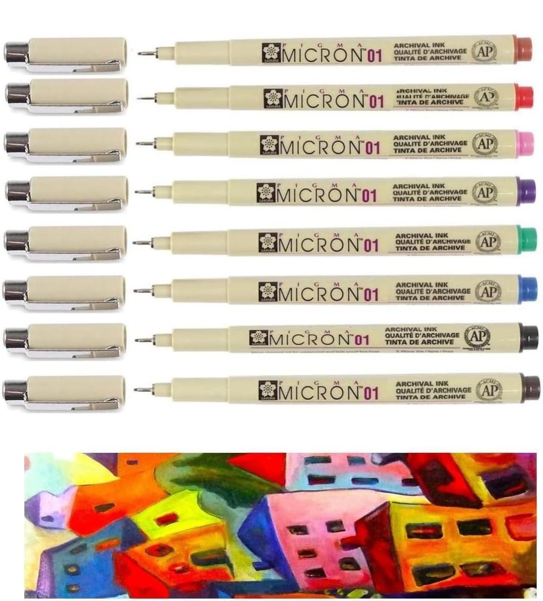 PIGMA MICRON Sakura 8 Fineliners 01 - Set di 8 colori