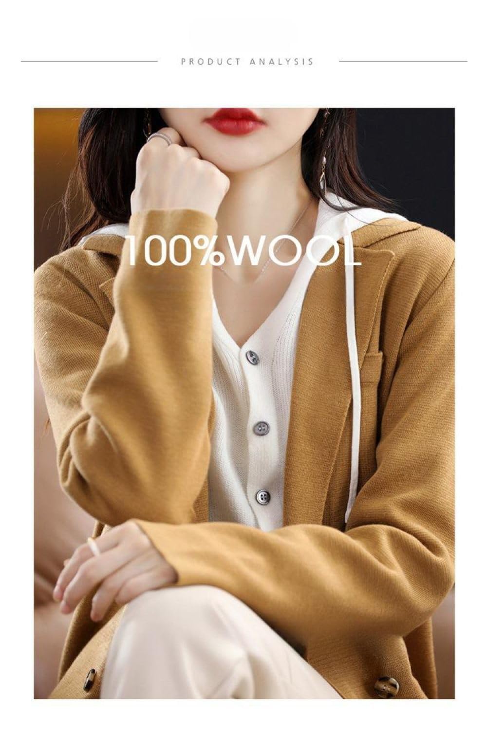 Cárdigan de Mujer Cárdigan de Punto Liso con Frente Abierto Chaqueta Tipo Blazer con Solapa de Muesca Suéter Abrigo de Invierno Chaqueta de Punto Suave Y Cálida Tops para Uso Diario