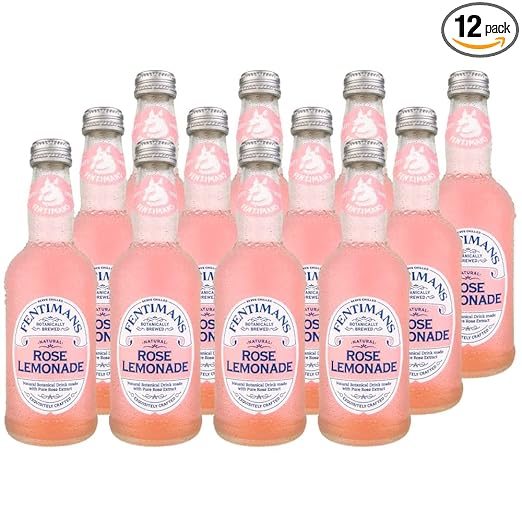 Fentimans Sparkling Rose Lemonade - Sparkling Pink Lemonade with Natural Ingredients, Mixer, Craft Soda, Botanically Brewed Lemonade - 9.3 Fl Oz (Pack of 12)