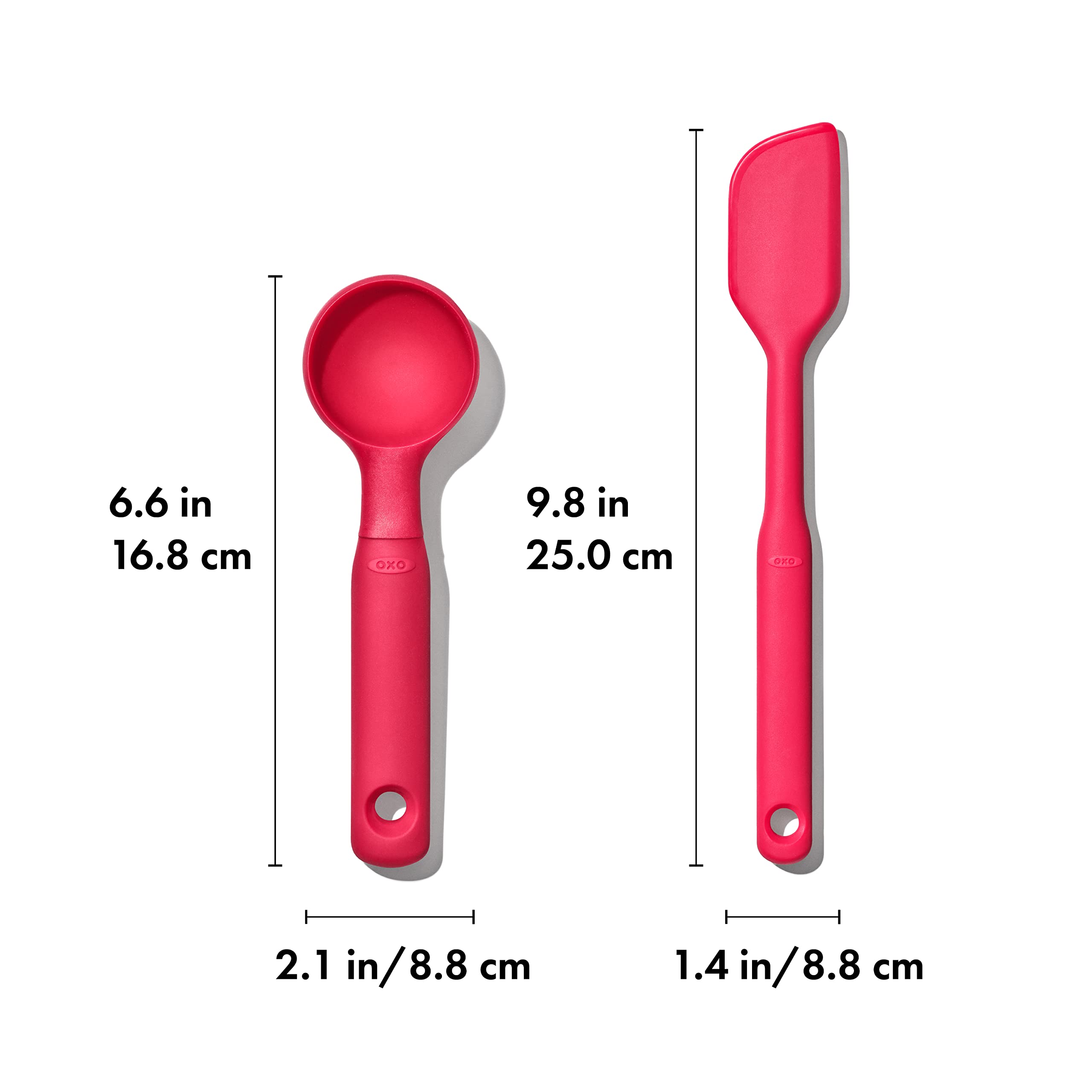 OXO Good Grips - Juego de cuchara para galletas de silicona mediana y espátula pequeña