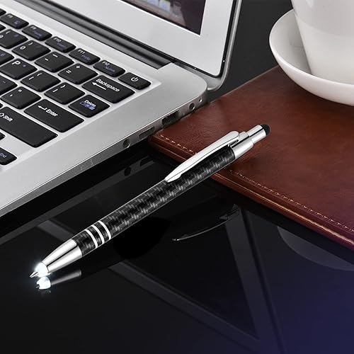 Miniatura 9 de Glovion GL006 - Bolígrafo de punta iluminada con lápiz capacitivo 3 en 1, bolígrafo con luz LED para escribir en la oscuridad, paquete de 3, luz azul
