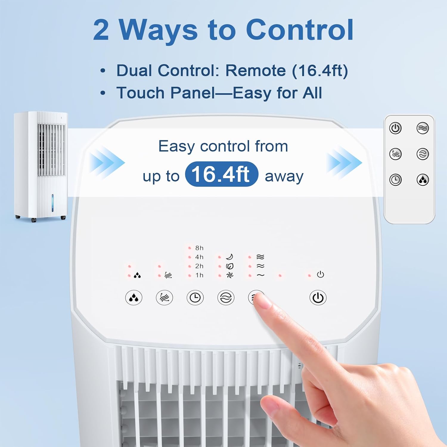 Antarctic Star Air Cooler - Windowless Portable AC with 3 Modes & 3 Speeds, 1.5Gal Tank for 15H Cooling, 140° Oscillation, 16.4FT Remote for Bedroom Indoor Use