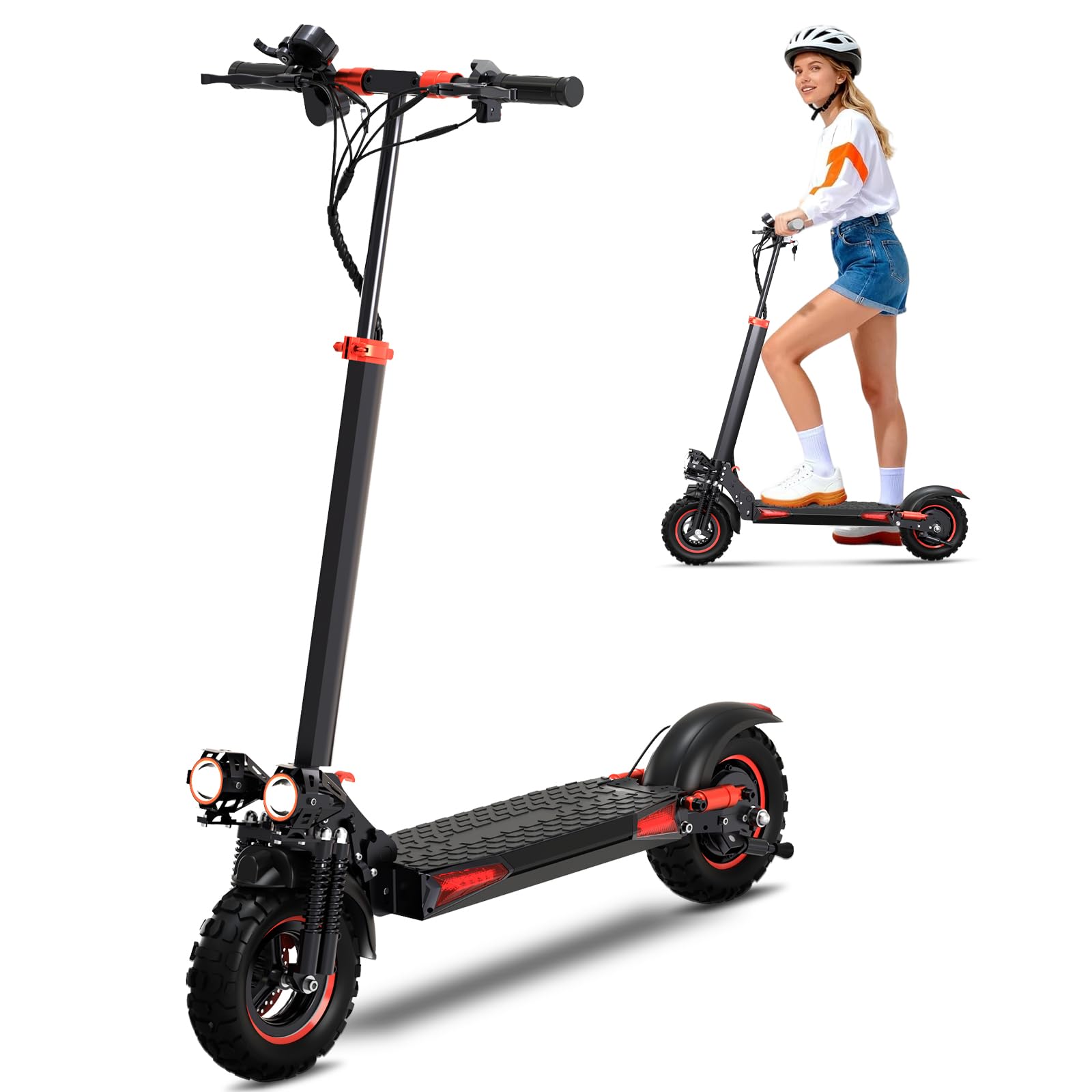 Monopattino Elettrico Adulti Fuoristrada, Batteria 48V 18Ah, Ruote 11" Off-road, Doppia Sospensione, Freni a Disco, Carico 150kg, Modalità Risparmio 25km/h, Scooter Pieghevole Professionale