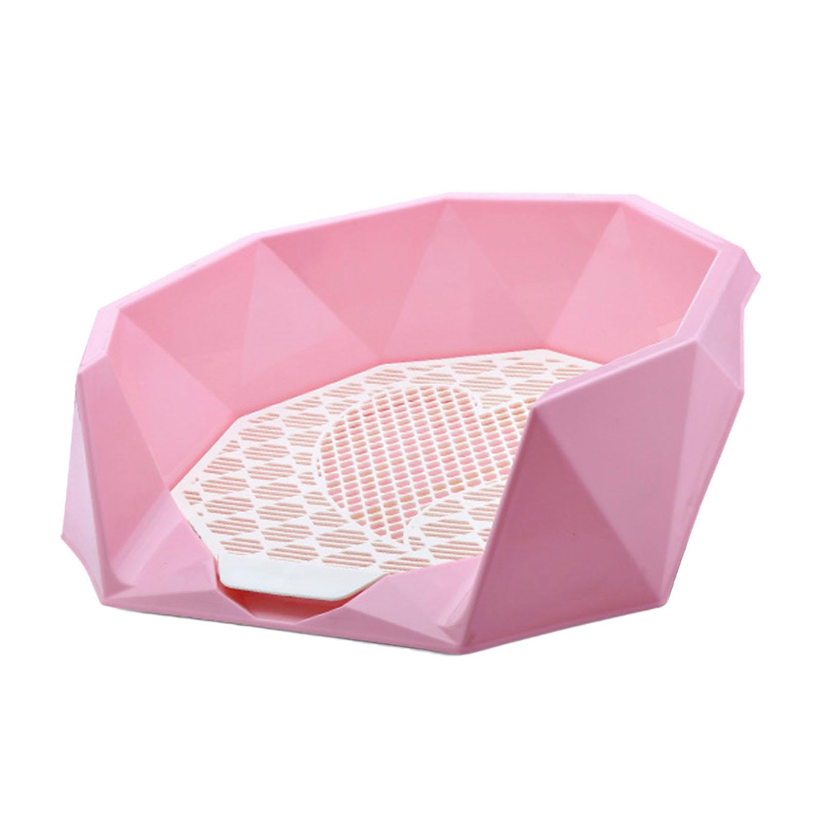 Litter Tray Toilet para Perros con Bandeja Higiénica Rejilla Desmontable Caja Portátil Y Soporte Antideslizante Funcionalidad de Limpieza Sencilla Ade, Rosa