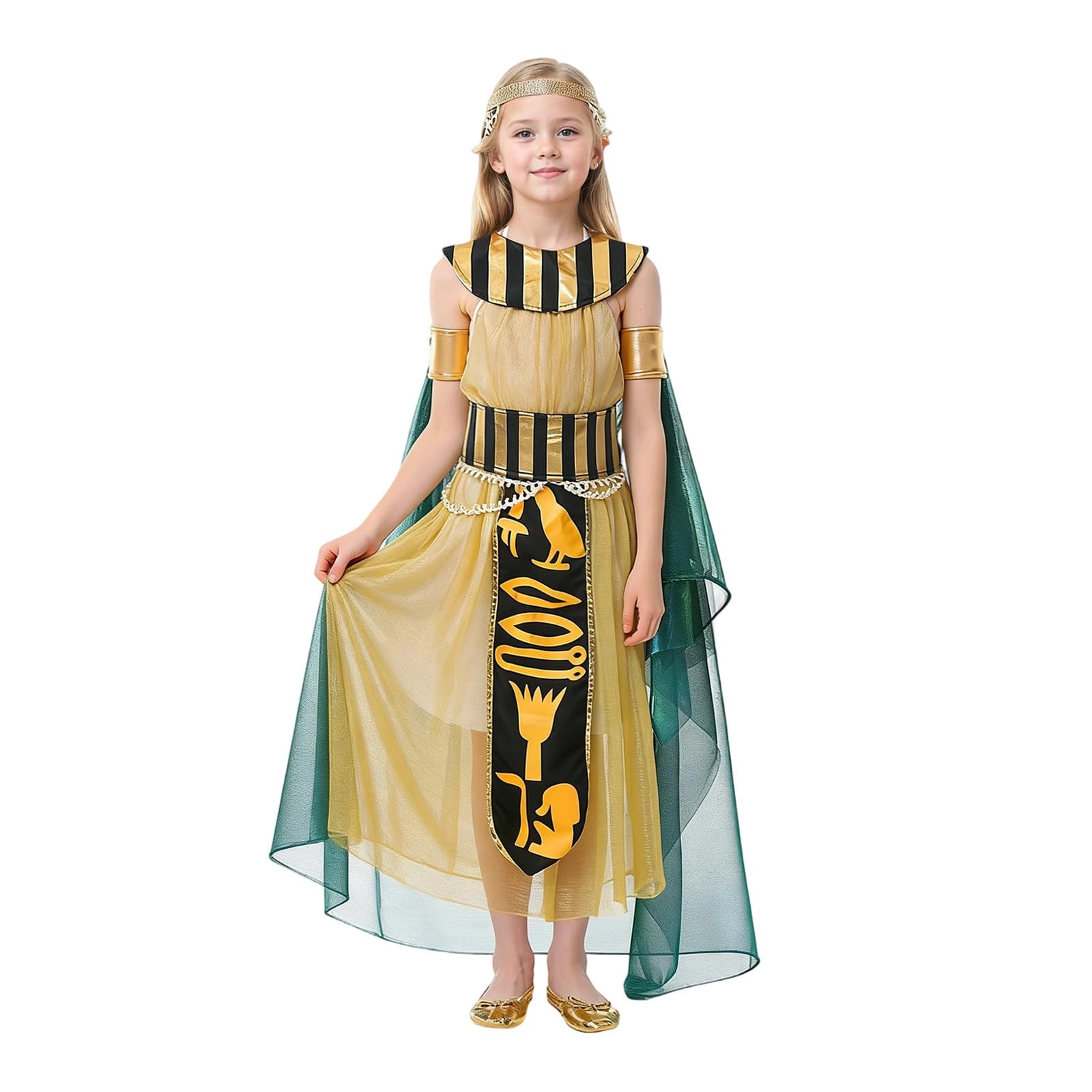 Generico Costume Carnevale Bambino Abito da Faraone Egizio per Spettacolo Travestimento Infantile Regale