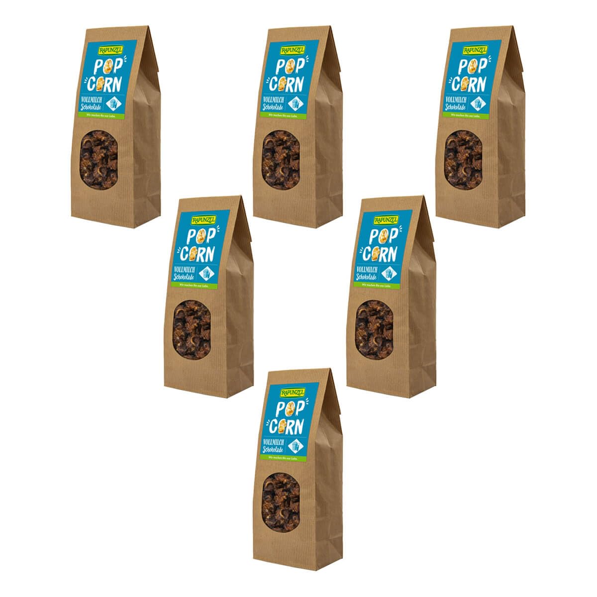Rapunzel - Popcorn mit Vollmilchschokolade - 100 g - 6er Pack