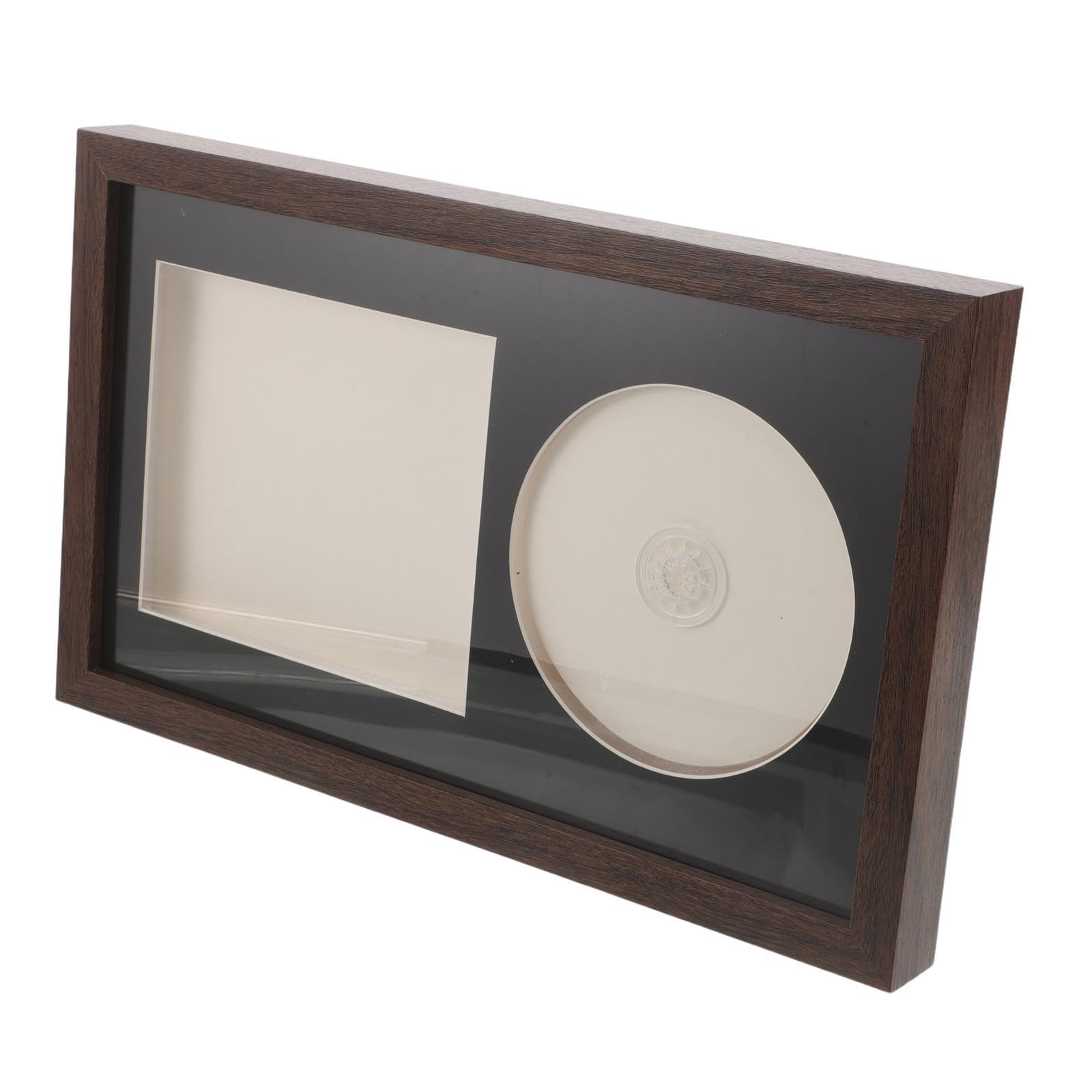 Drewniana ramka na płytę CD stojak na album muzyczny, pasuje do pudełka na płyty CD o wymiarach 14,2 x 12,4 cm, do montażu na biurku lub ścianie organizer kolekcję płyt winylowych