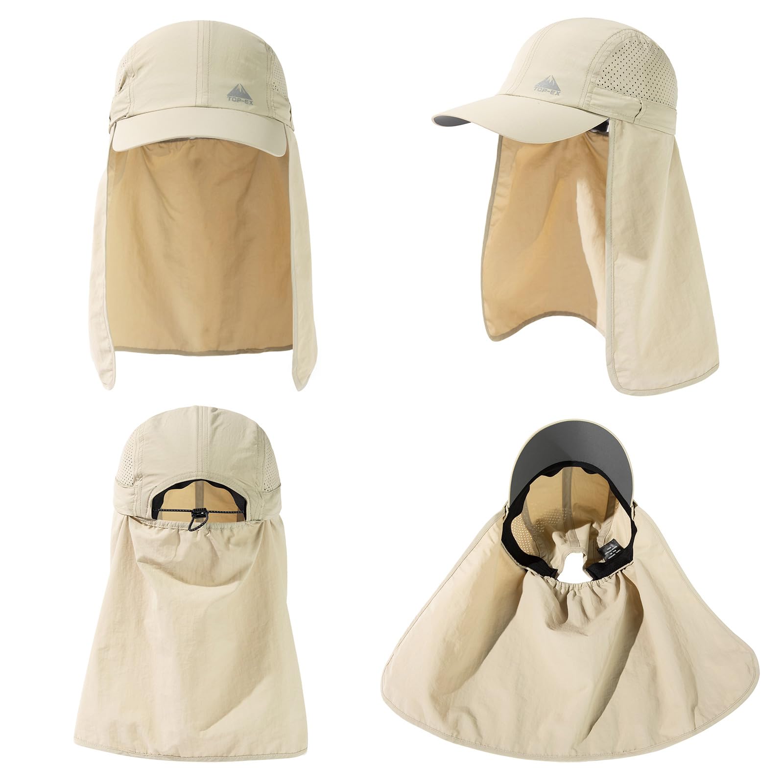 TOP-EX Casquette de baseball surdimensionnée pour homme avec rabat de cou et pare-soleil amovible pour la pêche