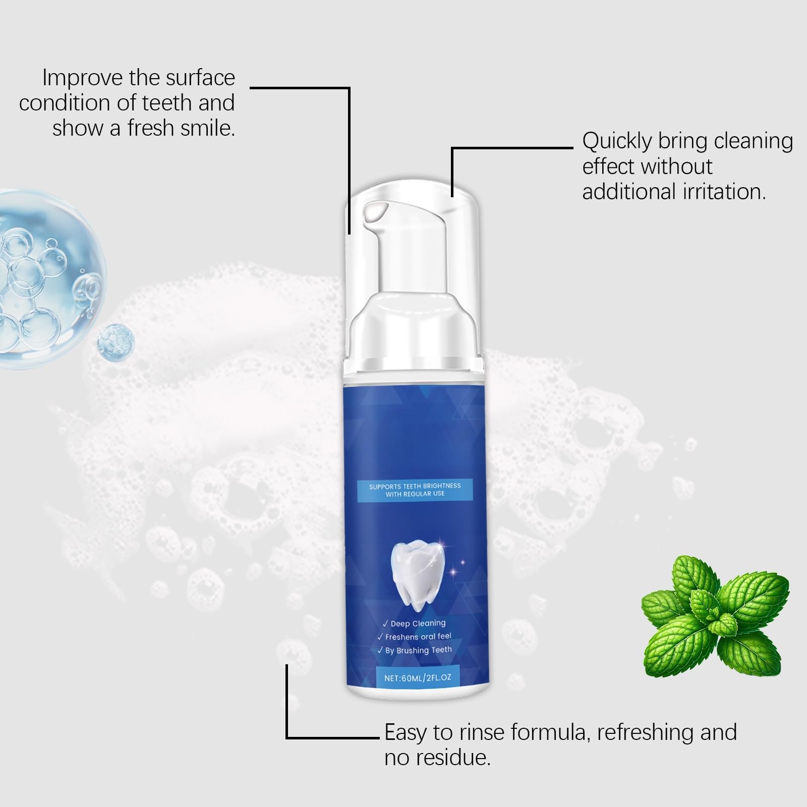 Mousse dental iluminadora suave for el cuidado bucal diario, reducción de manchas, aliento fresco y limpieza cómoda(3pcs)