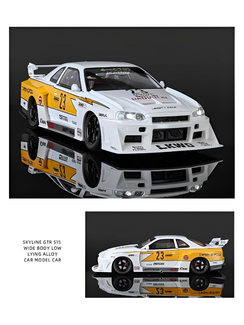 White - Nissan Skyline GTR R34 LBWK Die-Cast Model Car, Premium