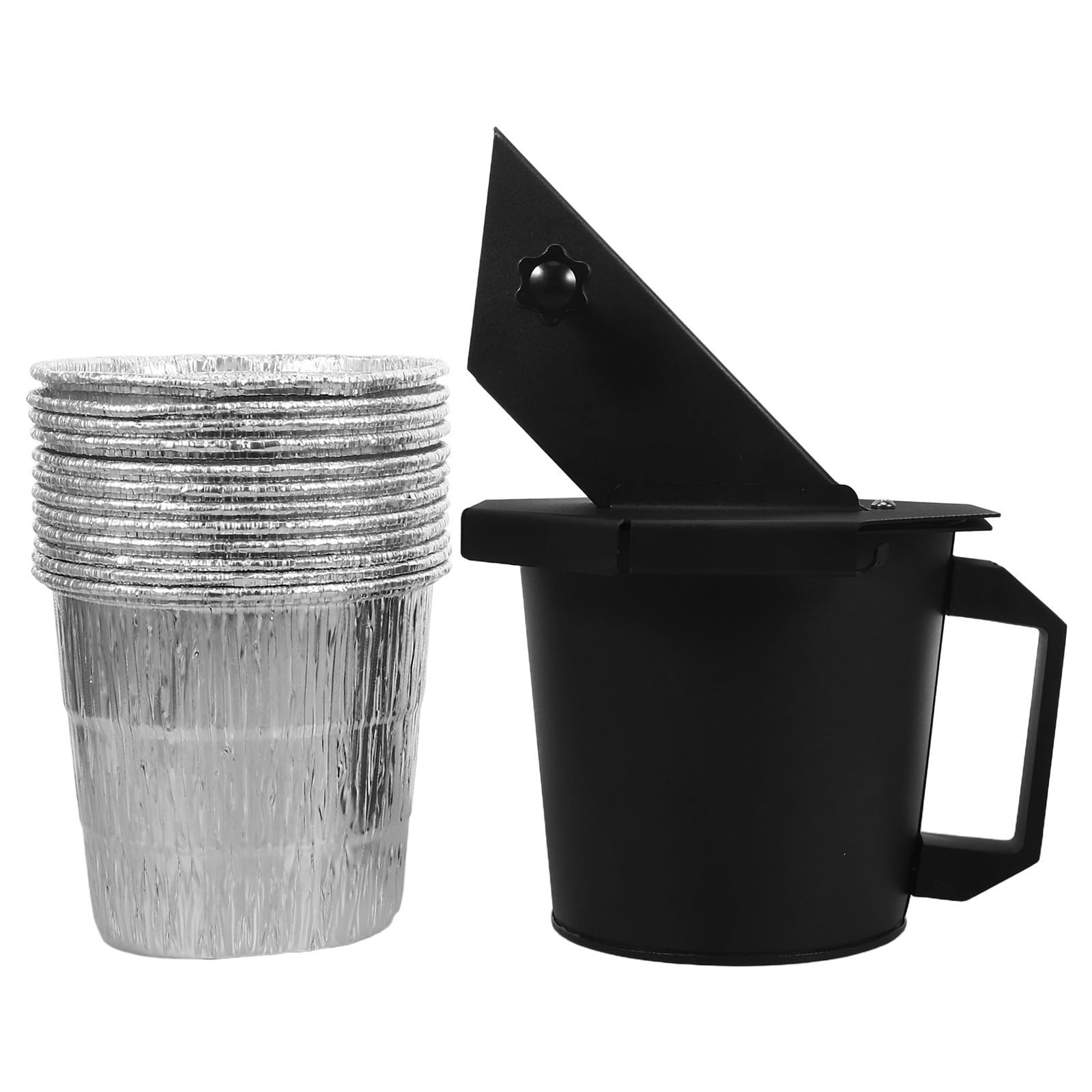 BESPORTBLE Collecteur de Graisse avec Couvercle, 44 Oz en Métal Noir