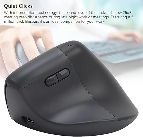 Miniatura 6 de Wireless Vertical Ergonomic Mouse, 2.4G  Bluetooth Vertical Optical Mouse with 6 Buttons, 80012001600 Adjustable DPI, Quiet Clicks, for PC, Laptop,