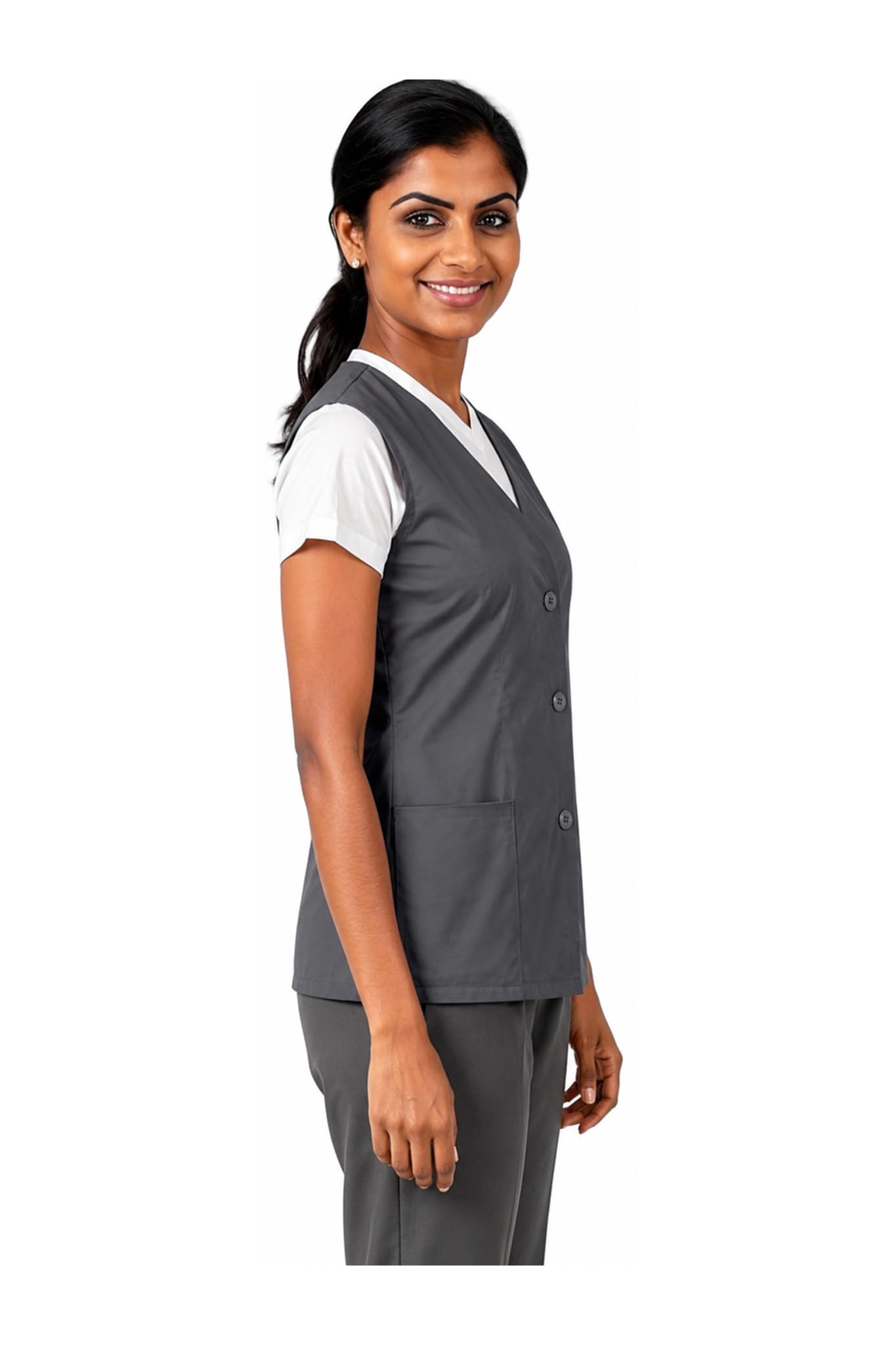 UNIFORM CRAFT Support Staff Vest Female | Ideal for House Keeping, Support Staff, Hospitality, and Front Desk Attendants | XL, Grey 1