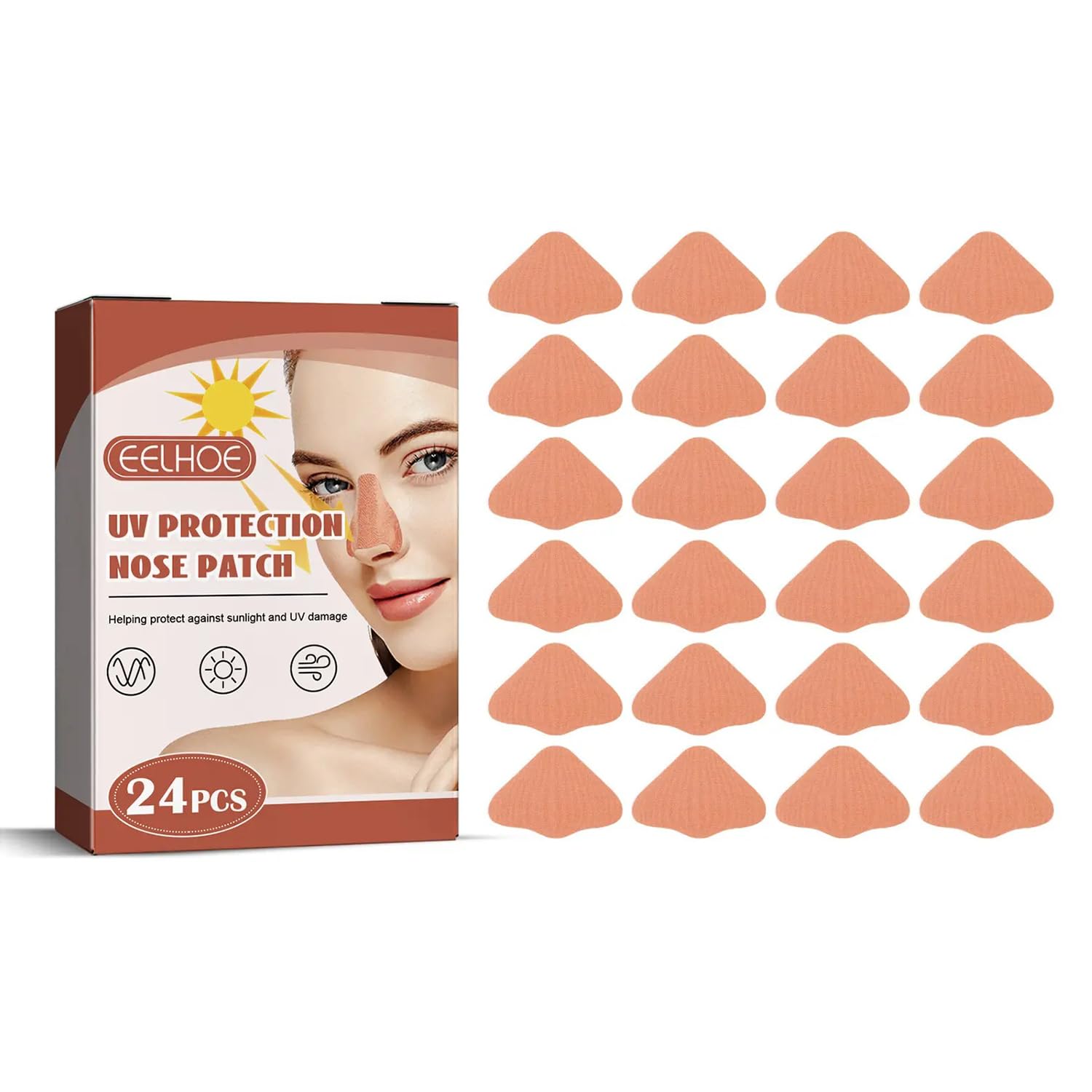 Gokyo Nose Patch (Pack of 24) Prevents sunburn & provides UV protection from breathable stick on fabric-Beige-image-14