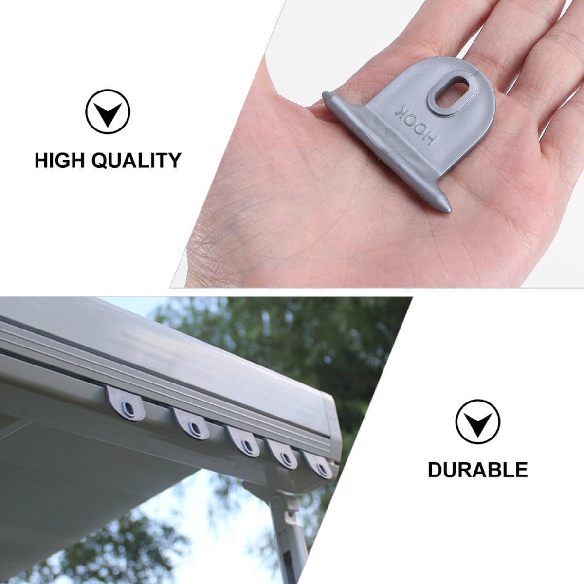 Zerodeko 5pcs Rv Awning Hooks Replacement Rings for Motorhome Camper, Grey Outdoor Hanging Hooks for Clothes, Shoes, Hats – Camping Supplies for Touring Car Exterior