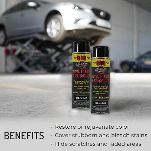 Miniatura 4 de HI-TECH Big Can Black Spray Dye – Restaurador de alfombras, vinilo, tela y tapicería de 15 onzas, color permanente, no se agrieta, pela o frota –