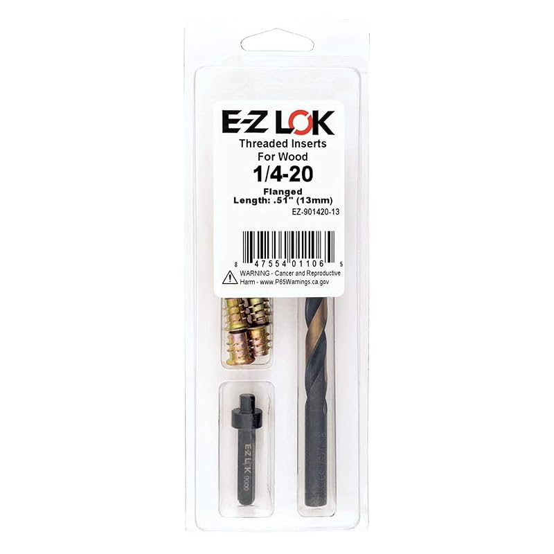 Kit de Reparo de Rosca para Madeira E-Z LOK 1/4-20 com Insertos Flangeados de 13 mm EZ-901420-13