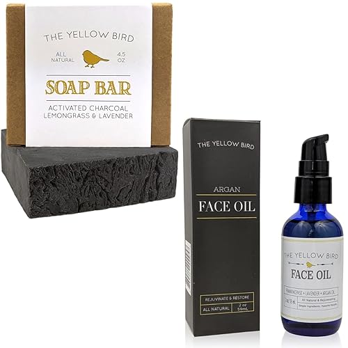 The Yellow Bird Jabón de carbón activado y aceite facial de argán