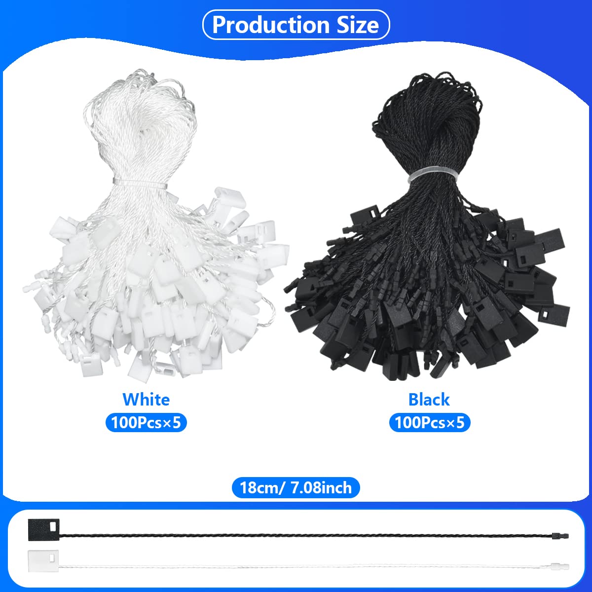 Renashed 1500Pcs 8 Inch Hang Tag String Nylon Snap Lock Pin Loop Fastener Hook Ties For Retail Store Clothes Tags, Price Tags, Luggage Label, Shoes Snap Lock, 15 Colors - View #8