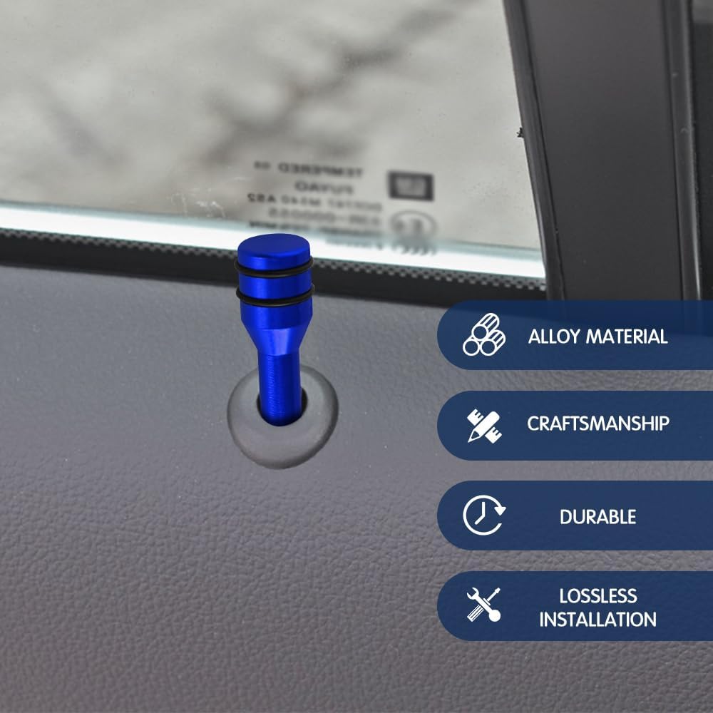 4PCS Car Door Lock Knobs, Car Door Lock Pin, 1.93 x 0.47 Inch Vehicle Inner Doors Lock Pull Pins, Aluminum Alloy Auto Interior Lift Bolt Decor Accessories Universal for Most Vehicles (Blue) image 5