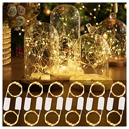 HXWEIYE 12 Pack Fairy Lights Battery Operated, Warm White 7ft 20LED Mini Firefly Starry Lights for Indoor Outdoor Mason Jars Halloween Thanksgiving