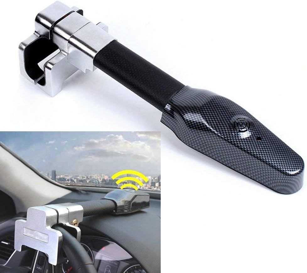 Vechkom Steering Wheel Lock Anti-Theft Device with Alarm Security Car Anti Theft Safety Lock Retractable Protection T-Lock
