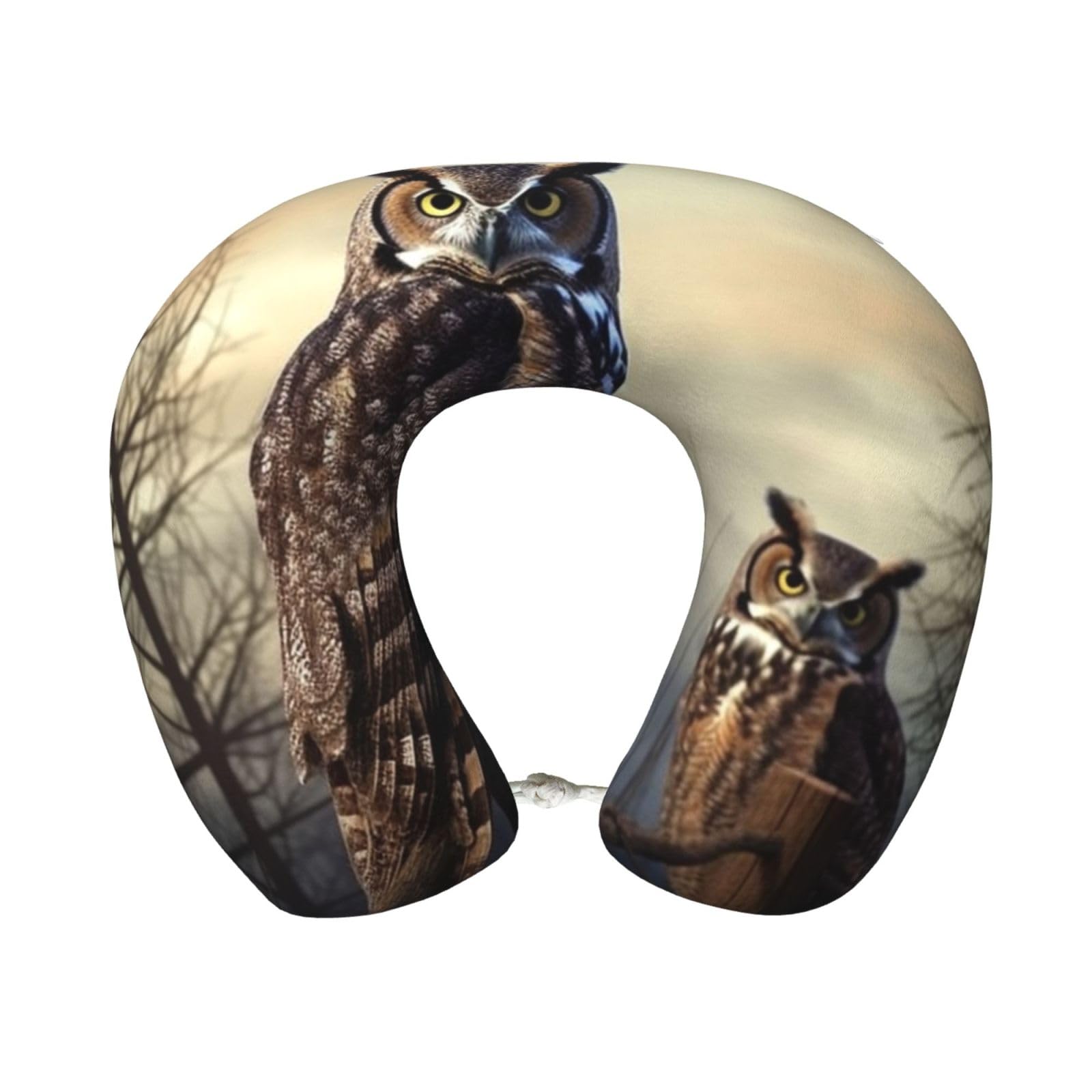 FekiLoot Travel Pillow for Sleeping, Owl Sitting Tree Fence Travel Neck Pillow Comfortable U Shape Memory Foam Neck Rest Support Portable Travel Accessories Suitable for Airplane Car Office