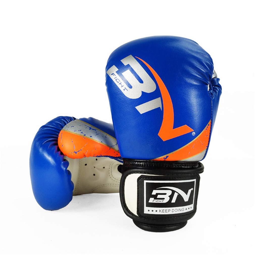 Formazione Guantoni da Boxe, Professionista Sanda Muay Thai Bambini Sacco Guanti, per Sparring, Kickboxing, Lottare, Punch Bags, Double Fine Palla velocità 6 Once,Blu,6oz