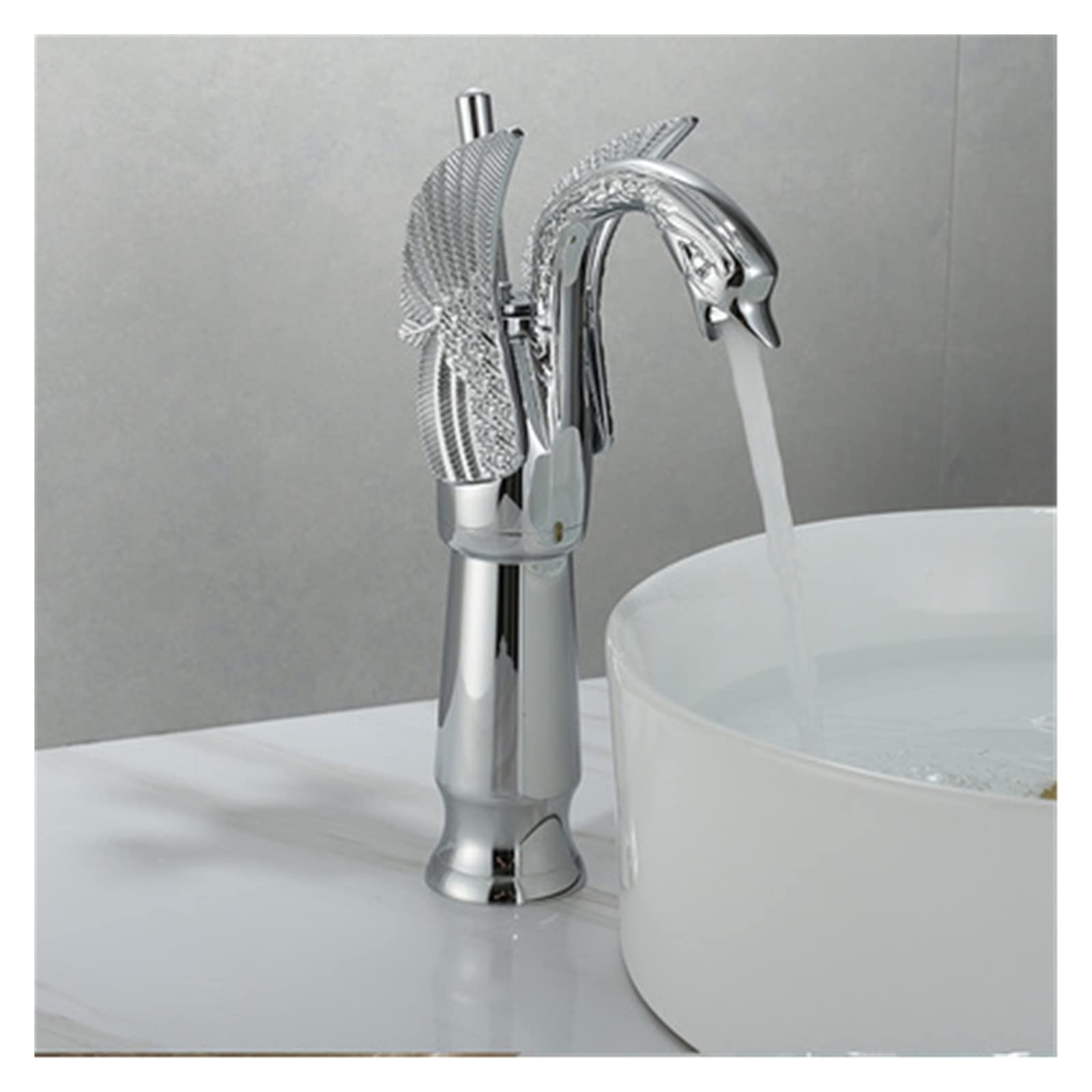 Robinet salle de bains mitigeur lavabo chrome haut avec grue en laiton