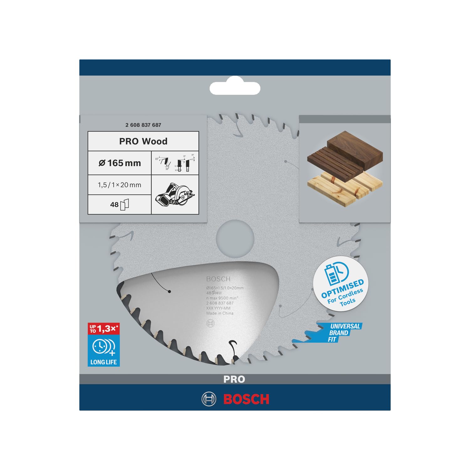 Bosch Professional Disco de sierra circular Standard for Wood (madera, 165 x 20 x 1,5 mm, 48 dientes, accesorio de sierra circular sin cable)