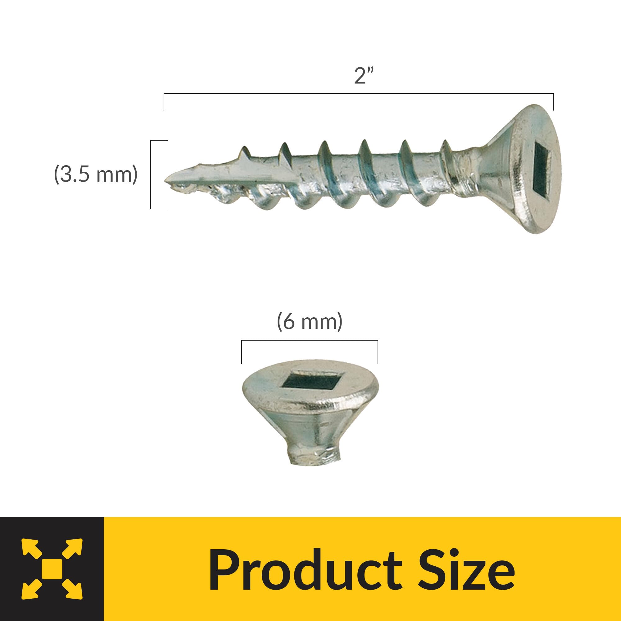 Brixwell SRW214190201 Zip R Screw, Flat Countersunk Head with Square Drive Pack of 1000