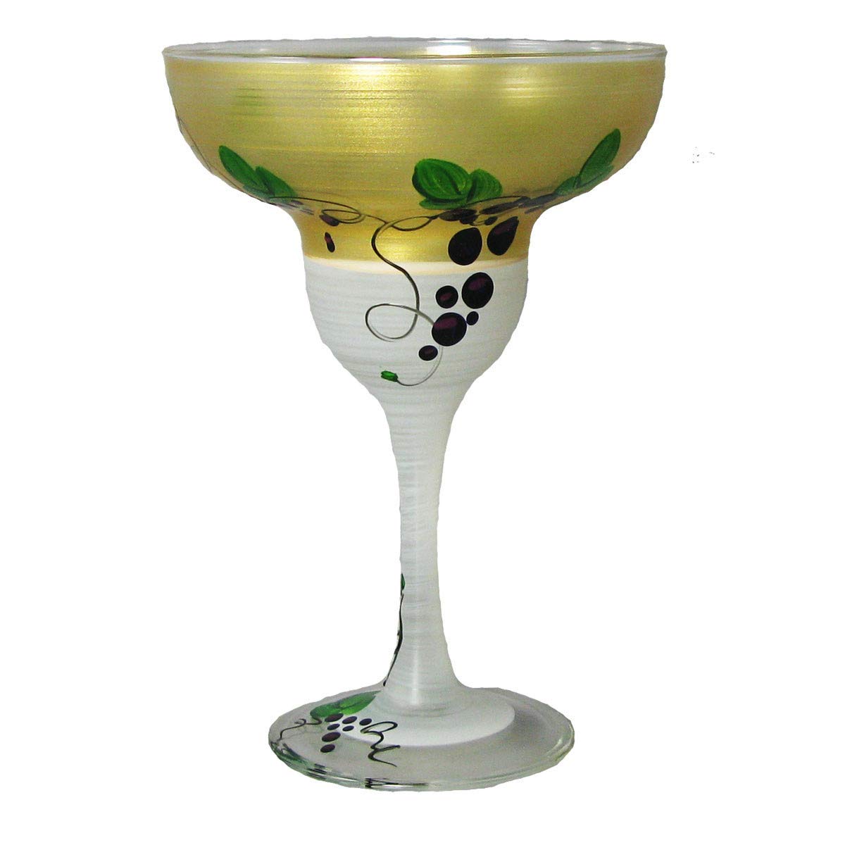 Set of 2 Grapes and Vines Hand Painted Margarita Drinking Glasses - 12 Ounces