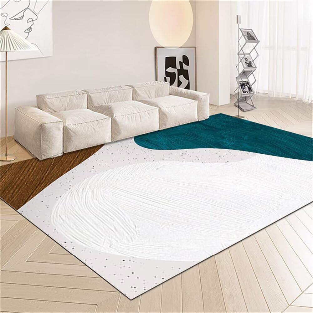 Tapis salon XXL vert et gris 180x250cm résistant pour chambre et pièce de vie