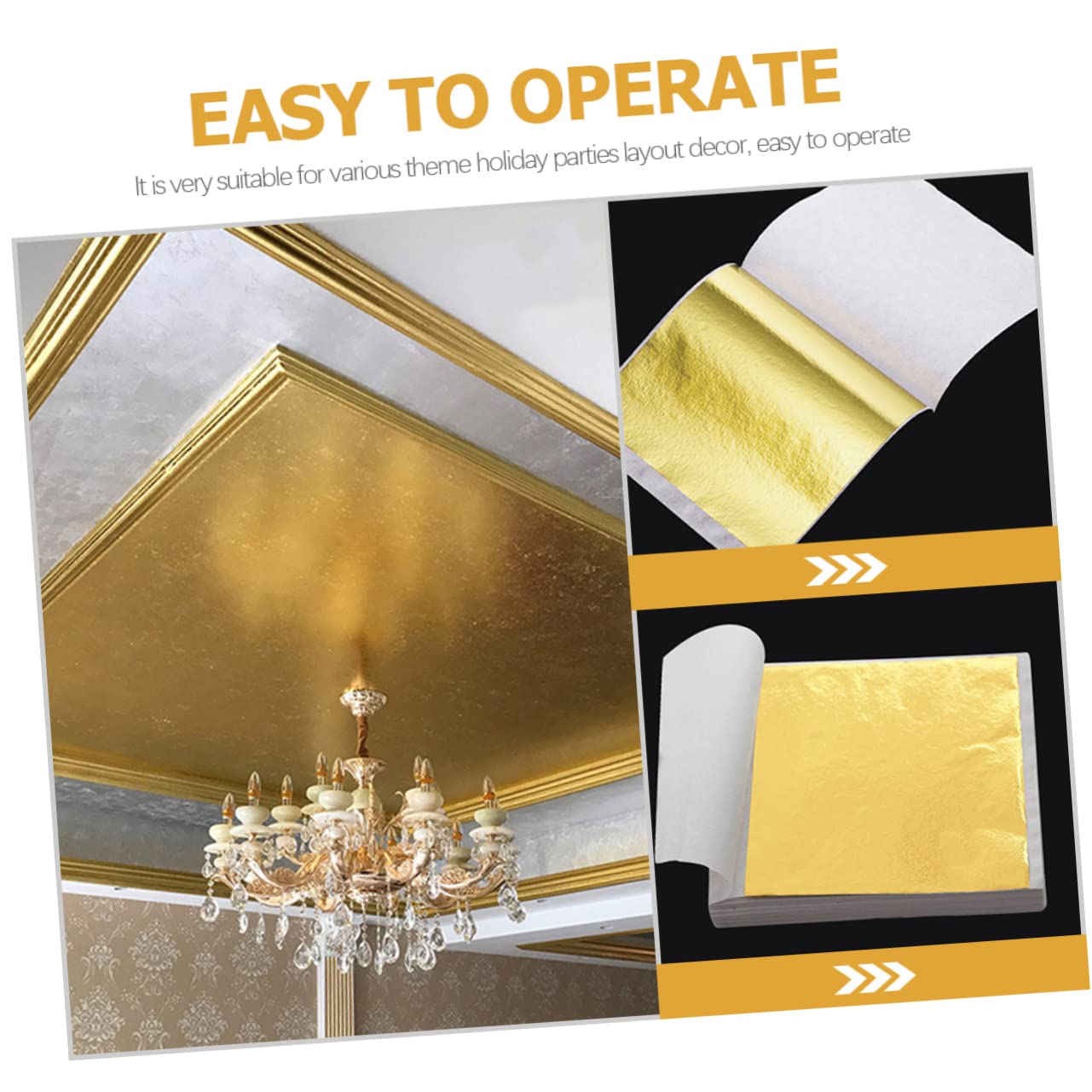 Housoutil 900 Blatt Goldfolien Flocken Imitation Blattgold in Gold Silber Roségold Vielseitig für Basteln Vergoldung Kunstprojekte DIY Dekoration und Möbelveredelung