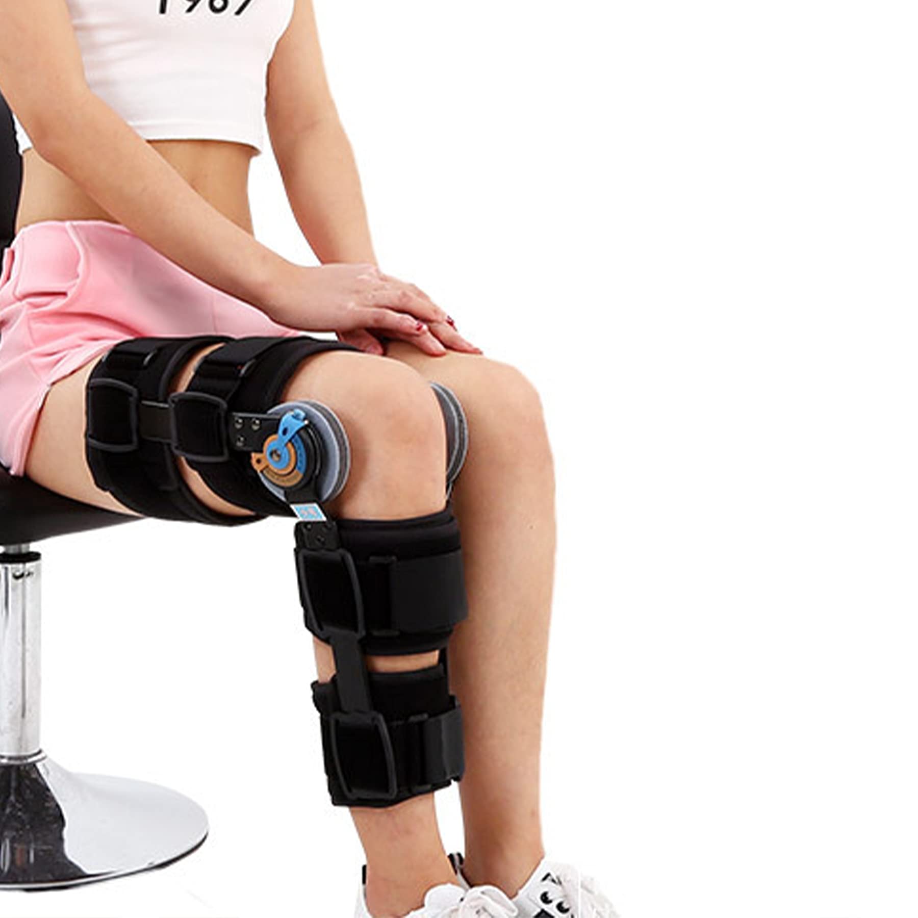 Ginocchiera Rom Incernierata Immobilizzatore Incernierato per Riabilitazione Ortopedica Ginocchiera Post-operatoria Post-operatoria per ACL MCL PCL Recupero Lesioni Stabilizzazione,Middle