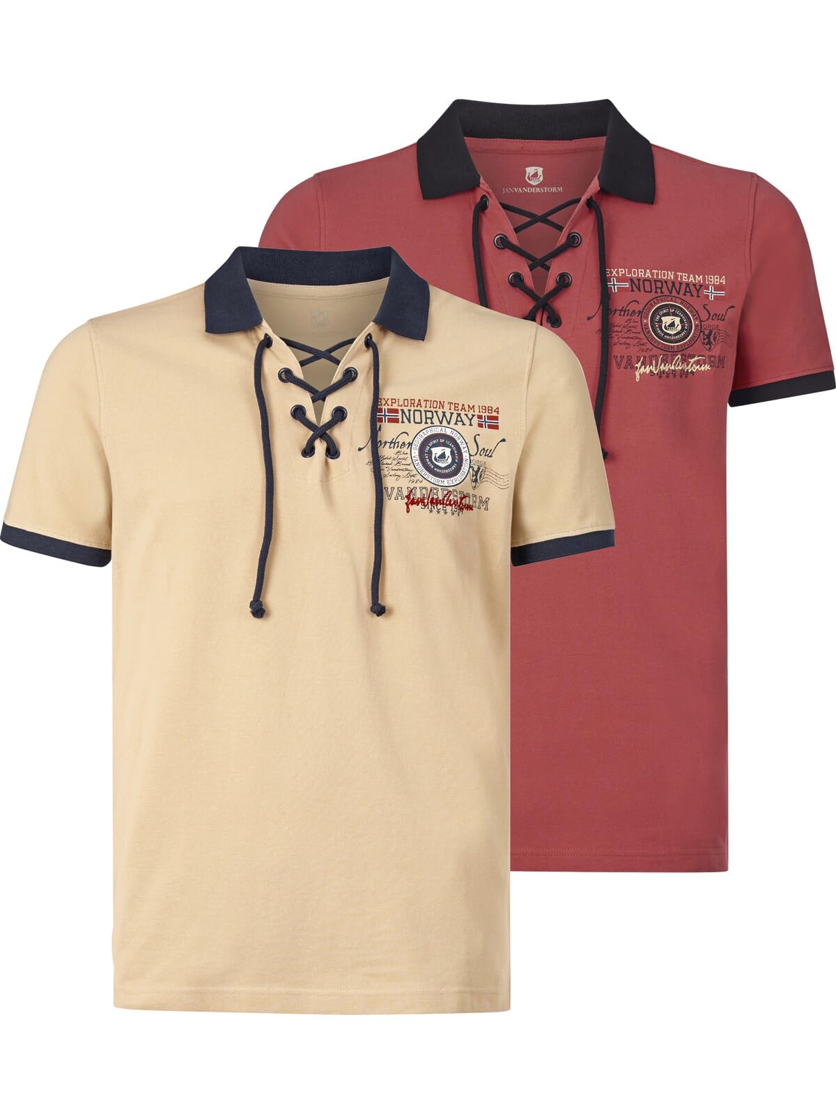 Jan Vanderstorm Herren Doppelpack Poloshirt Eljar | | kurzarm Polohemd | reine Baumwolle | große Größen L-7XL