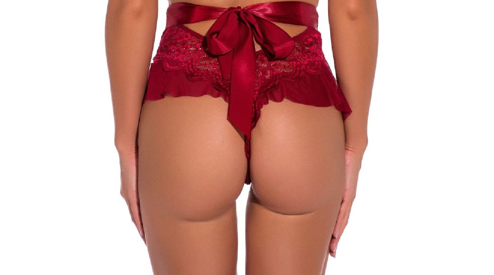 Dessous Für Damen Body Mit Tiefem V-Blumenstickerei Und Spitzennähten