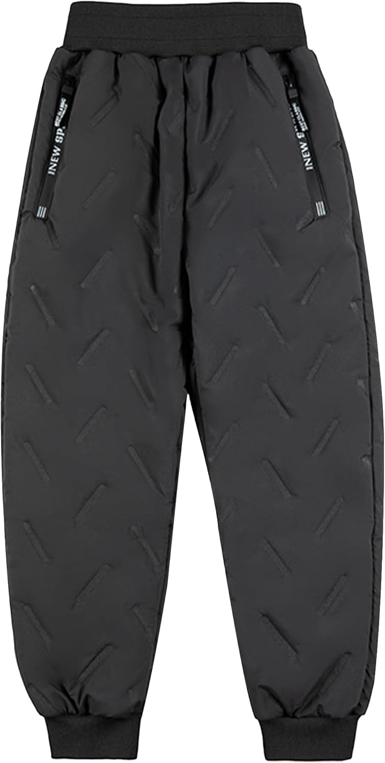 Happy Cherry Kids Winter Snow Pant with Lined Fleece Waterproof Puffer Down Pants Zip Pocket Warm Trousers