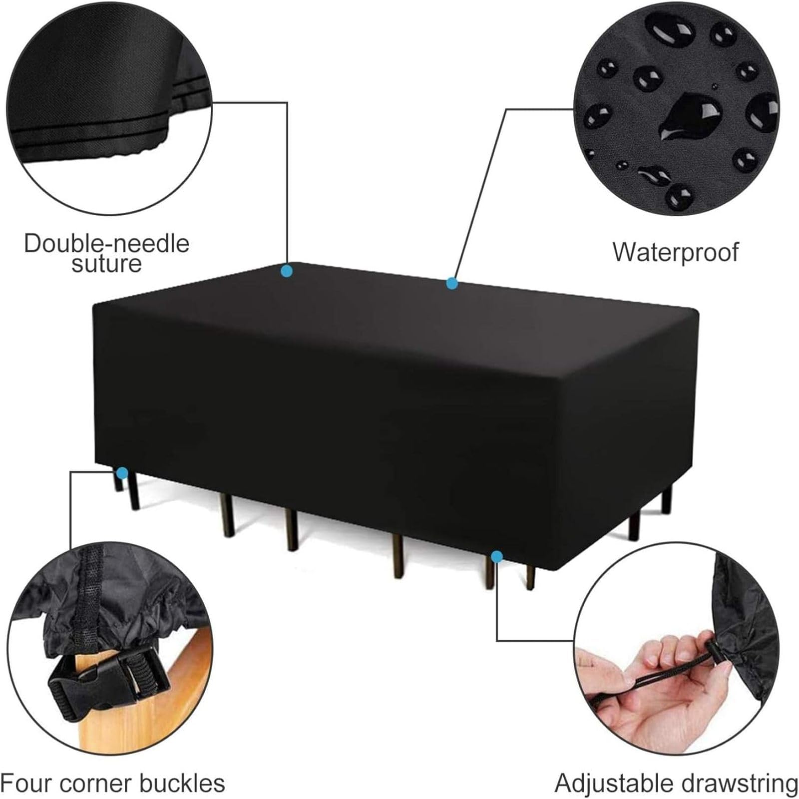 Housse Table de Jardin 230x110x75cm Rectangulaire Couverture de Protection Meubles ​Bâche Salon de Jardin Imperméable Anti-UV Housse Salon de Jardin Exterieur Bache de Protection