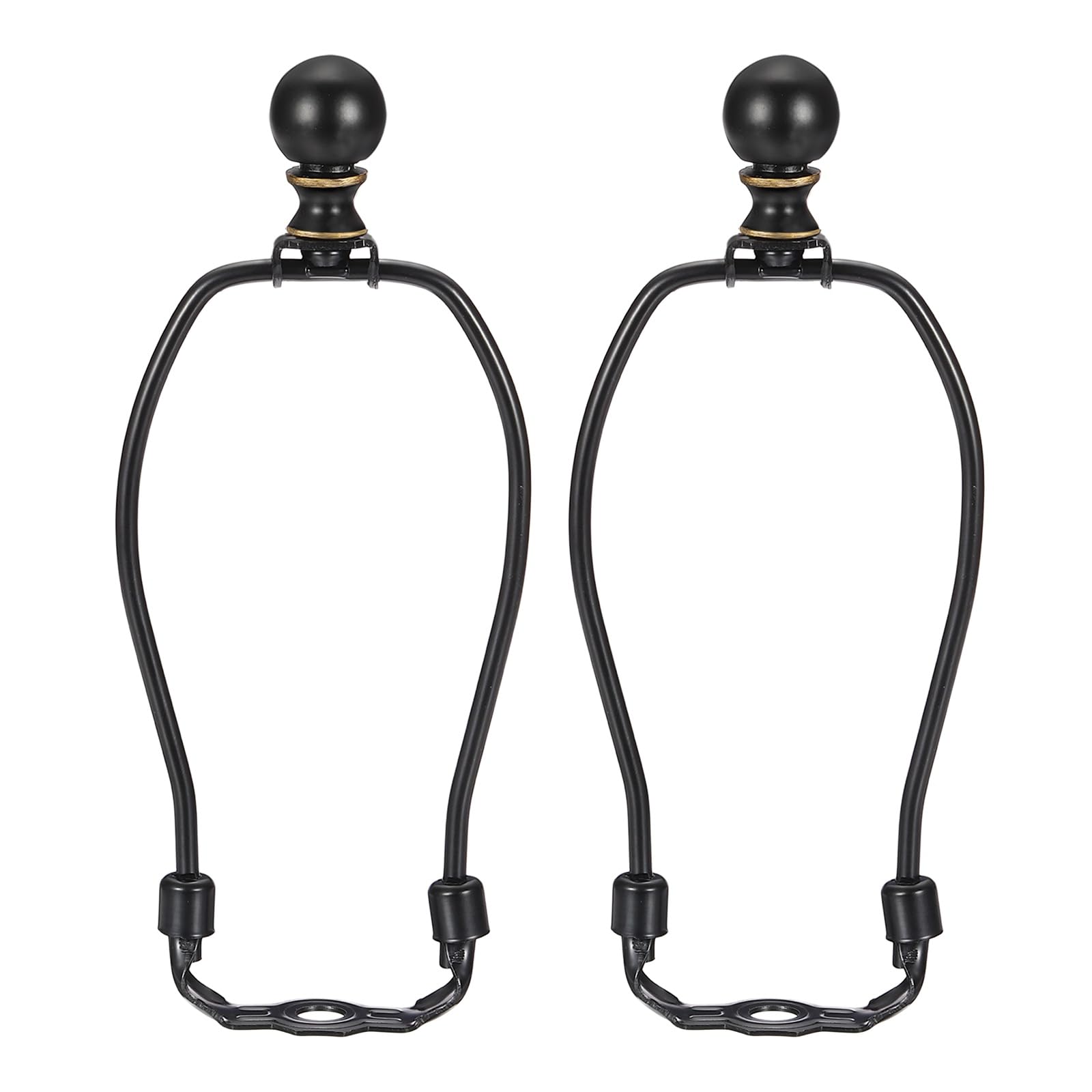 PATIKIL 2 Set 6.5" Lamp Shade Harp Holder, Heavy Duty Detachable Lampshade Brackets with 1.46" Height Solid Metal Finial Shade Holder for Table and Floor Lamps, Black