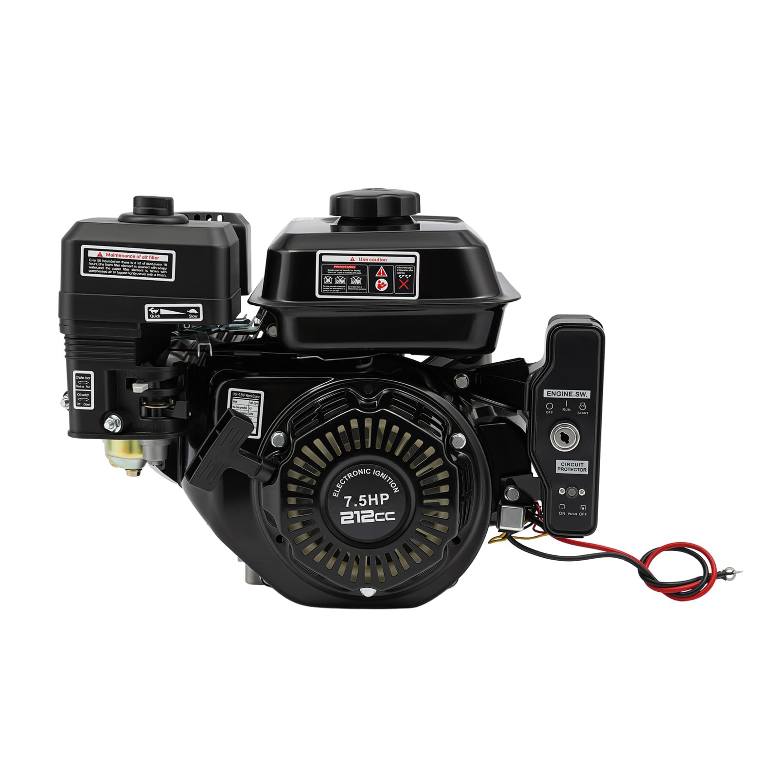 7,5 CV OHV Motore a Benzina 210CC Mini Motore a Scoppio | 4 Tempi | Funzione di Allarme per Carenza d'olio | Monocilindrico | 3600 Giri/Min Motore-Go Kart a Benzina per Idropulitrici