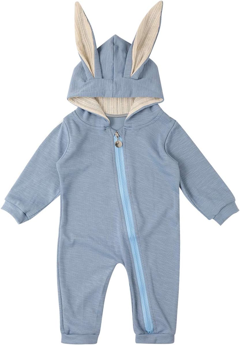 Newborn Infant Kids Baby Boys Cute Cartoon Long Sleeve Zipper Hoodie Rompers Jumpsuit Top Outfits Clothes