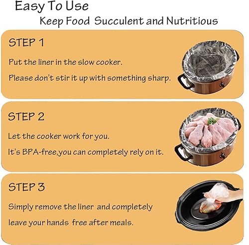 Miniatura 4 de 40 forros de cocción lenta y bolsas de cocina, tamaño extra grande para ollas de 6 a 10 cuartos de galón, 14 x 22 pulgadas, sin BPA, adecuado para