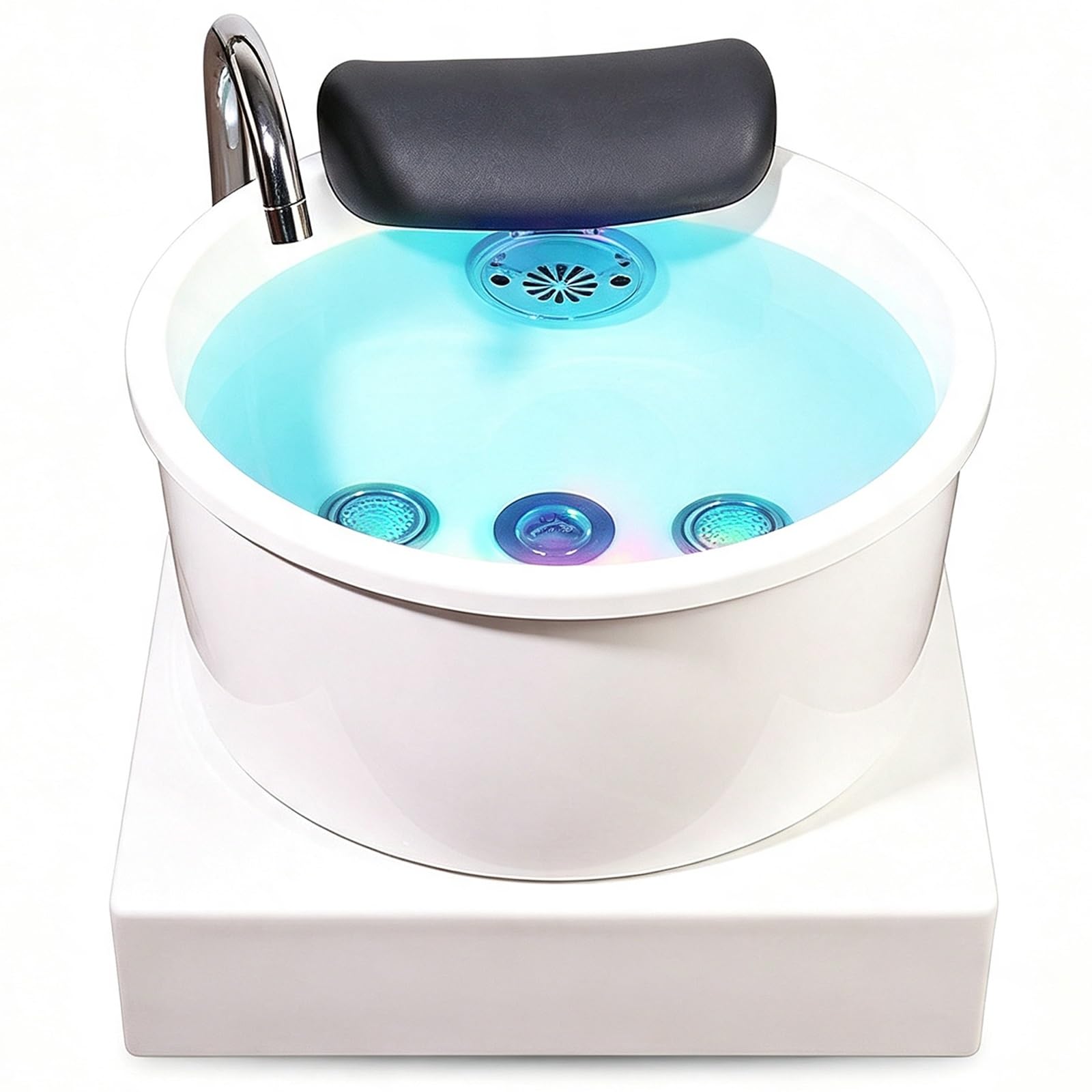Massaggiatore Termale Piedi D'acqua, Vasca Piedi Rotonda Con 7 Luci LED | Design Ad Alta Capacità, Design Acrilico Monopezzo, Design Del Tappetino In PU