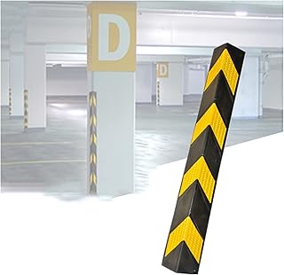 XPLKQXE Reflective Black/Yellow Rubber Wall Corner Guard for Parking Garages (2 Pcs)