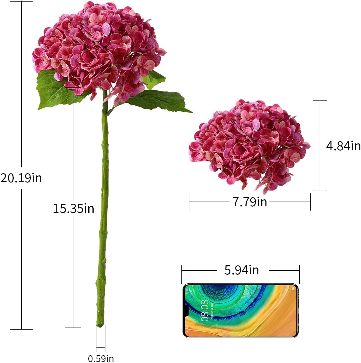 4Pcs Large Hydrangea Artificial Flowers 21 inches Latex Faux Hydrangeas Fake Flower Bouquets for Home Decor Party Floral Arrangements Wedding Centerpieces - Image 4