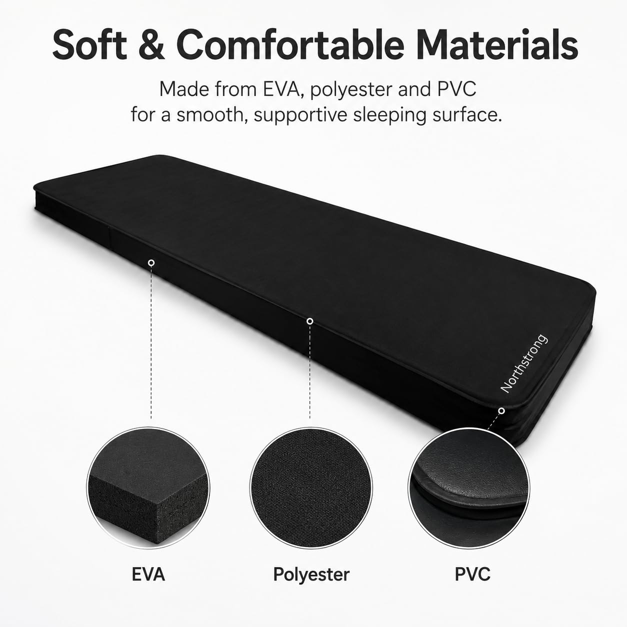 Esterilla Autoinflable – Aislante con Bolsa de Transporte – De Northstrong | 200 x 75 x 10 cm – Extra Larga, Ancha y Gruesa – R-Value 9.5 – Colchoneta Hinchable para Camping, Tienda y Outdoor – Negro