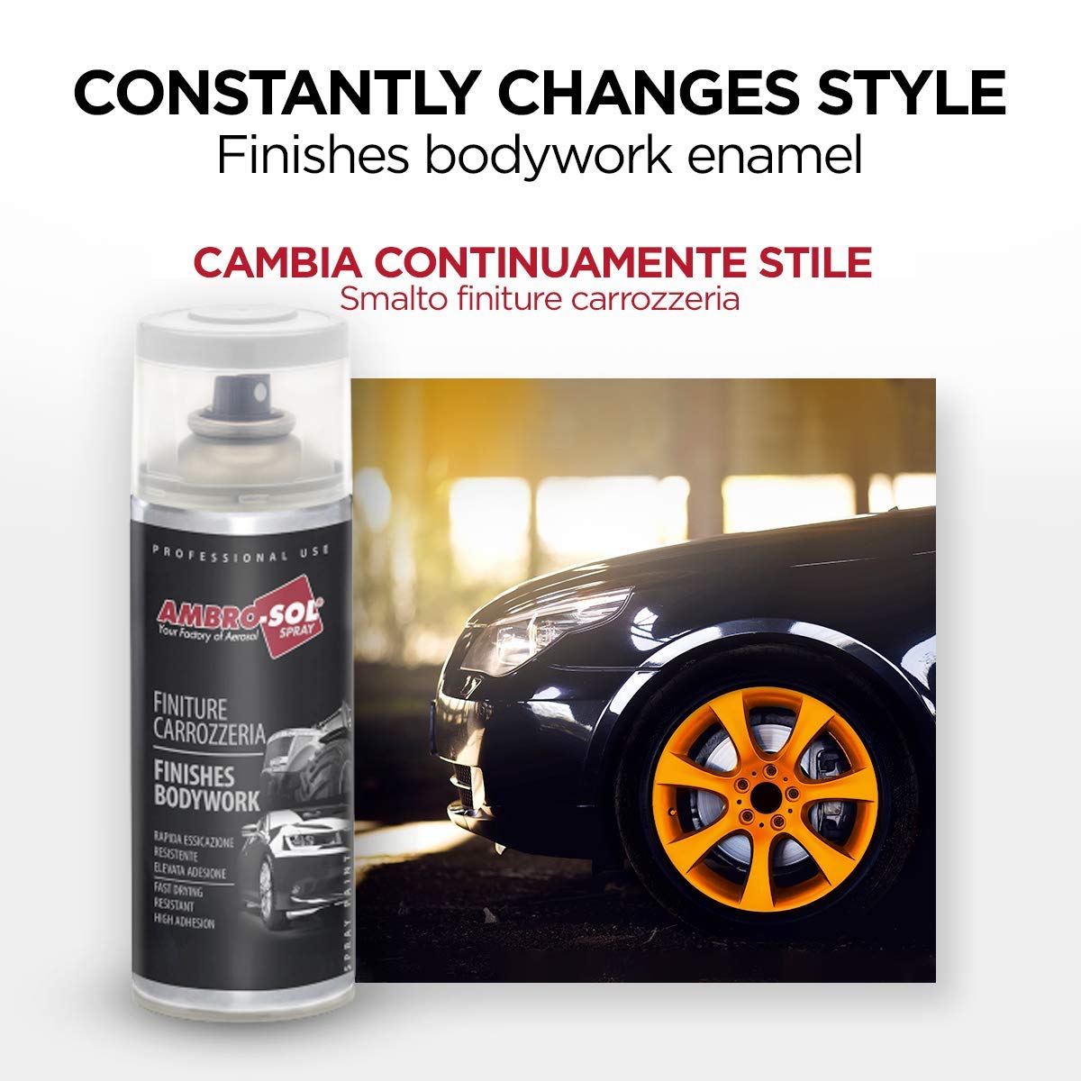 Ambre-Sol V400FAS3 Émail/Vernis Finitions Carrosserie, Indiqué pour Repeindre ou Renouveler Pare-chocs, Bandes Latérales et Spoilers, Bombe Spray en Bande Étamée Recyclable 400 ml, Gris Foncé Gaufré