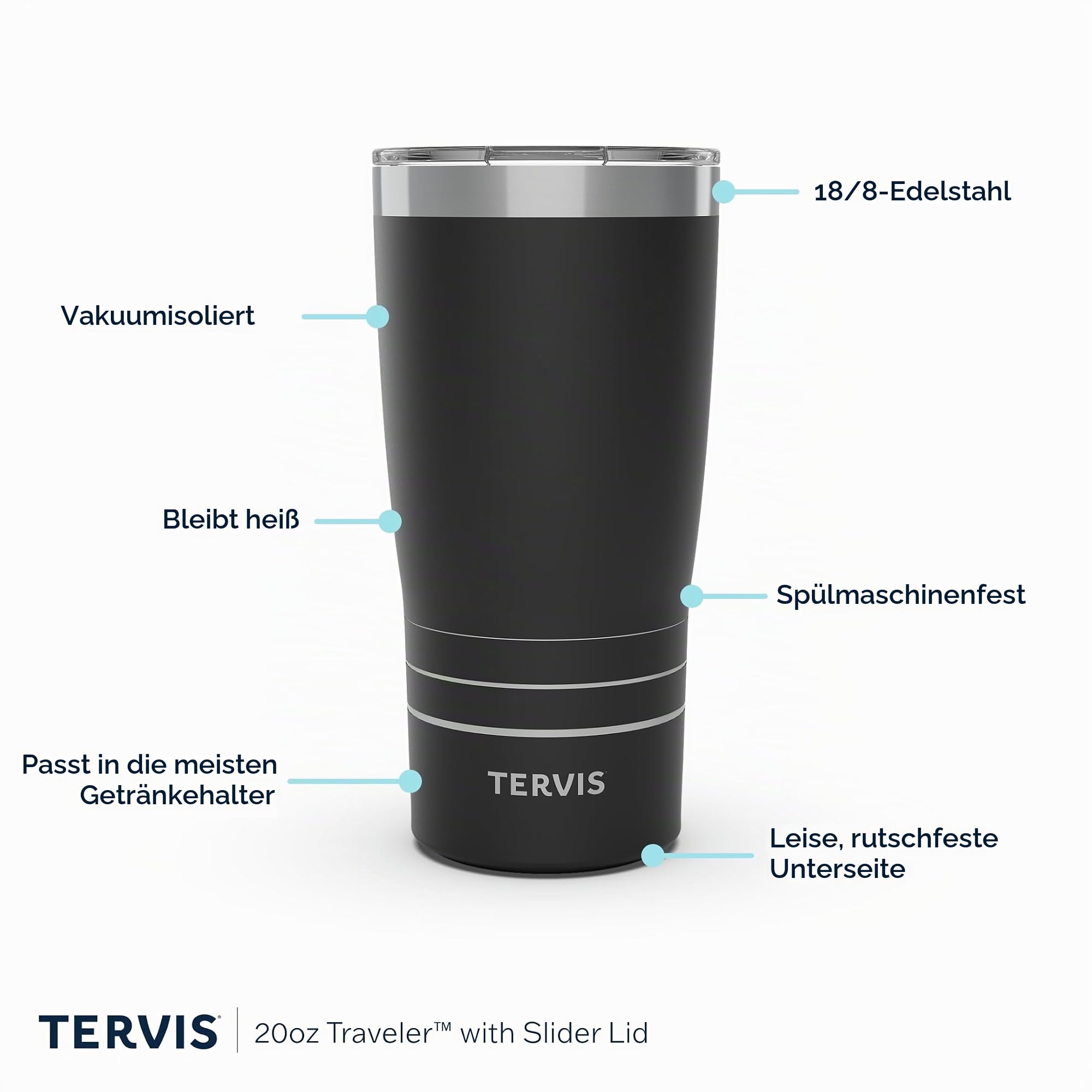 Tervis Traveler Peanuts Snoopy & Woodstock Christmas Puffer Buddies Dreifachwandiger, isolierter Becher hält Getränke kalt und heiß, 590 ml, Edelstahl